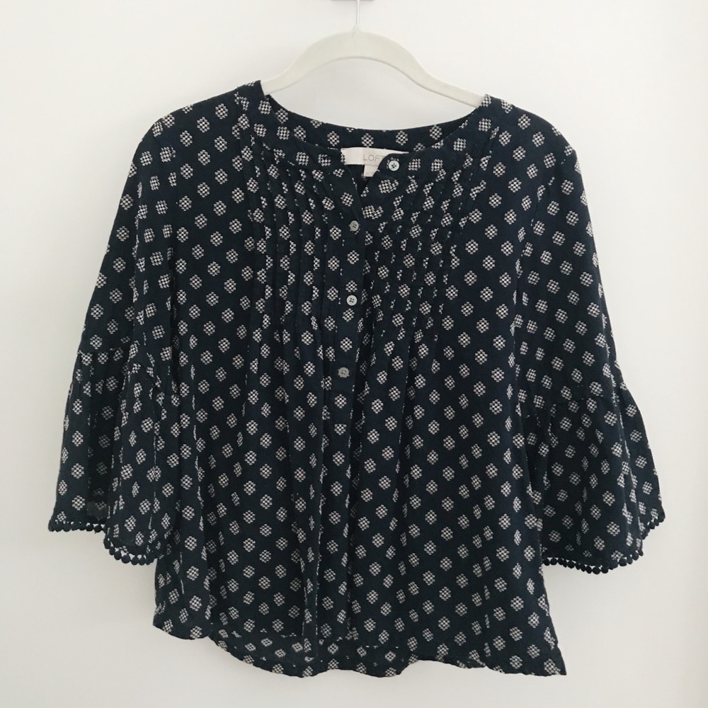 Boho patterned bell sleeve blouse